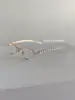 Armazón de Gafas Ovalado Pure Desire con Perlas y Diamantes para Caras Pequeñas, Gafas Planas de Armazón Pequeño, Armazones de Gafas Lisos de Alta Gama, Se Pueden Equipar con Miopía