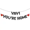 ¡Yay Ya Estás en Casa! Banner de Brillo para Mujeres y Hombres, Fiesta de Bienvenida a Casa, Regreso Militar, Decoración para Fiesta de Bienvenida a Casa