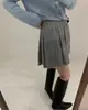 Saia plissada em malha, estilo outono/inverno feminino