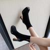 Botas de moda de tacón medio de tacón grueso para mujer 2024 nuevas costuras plataforma impermeable elásticas botas delgadas suaves combinan con todo botines de tacón alto
