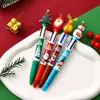 Caneta Esferográfica de Natal 4 Cores Caneta Multifuncional para Diário Caneta de Tinta a Óleo Colorida para Estudante Prêmios Infantis Presente de Feriado Caneta Multicolor
