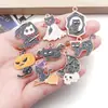 Acessórios de Halloween Transfronteiriços Morcego Gato Preto Chaveiro DIY Colar Brincos Pingente Esmalte Liga Charme