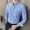 ¡Estilo doméstico! Camisa de manga larga casual a rayas bordada versátil básica de moda nueva primavera 2024 camisa de hombre