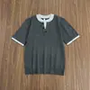 Camiseta de punto de manga corta unisex de verano con diseño falso de dos piezas, estilo retro Old Money, manga media, top casual holgado de marca de moda