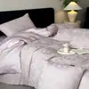 Juego de ropa de cama de cuatro piezas estilo lujo ligero de algodón de fibra larga de 60 hilos, funda de edredón de algodón puro, grado A para maternidad e infantil, funda de edredón de algodón, sábana bajera y sábana de cama