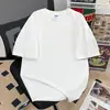 Camiseta de Manga Corta de Algodón Puro de Peso Pesado 260g para Hombre, Ajuste Holgado de Verano, Camiseta Base Estampada No Transparente, Top de Marca de Moda, Camiseta de Hombre