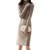 Abrigo a juego Suéter de lana para mujer Vestido con cuello de pelo Adelgazante Ajustado Largo hasta la rodilla Falda base de punto Manga larga Elegante