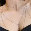 Corrente de Corpo com Corrente de Contas Cravejada de Diamantes, Colar com Pingente de Diamante Brilhante e Franja, Corrente para o Peito, Corrente da Moda Europeia e Americana Tendência para Mulheres