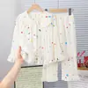 Conjunto de pijama para niños de algodón, lindo diseño de dibujos animados de manga larga para casa para niñas, conjunto elegante y cómodo de dos piezas para primavera y otoño