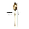 Acero Inoxidable Mate Negro Dorado Plateado Vajilla Mango Largo Cuchara para Café Helado Cuchara Cuchillo y Tenedor para Comida Occidental Personalizado Venta al por Mayor