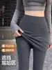 Pantalones de falda bodycon de dos piezas falsos ropa exterior para mujer estilo otoño petite pantalones de falda paraguas pantalones de invierno pantalones de capa base talla grande