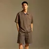 Conjunto Fresco de Manga Corta Holgada Estilo Old Money para Hombre Tencel Lyocell Verano Moderno Tallas Grandes Camisa POLO con un Conjunto