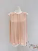 Camisa sin mangas de seda para mujer 2025 Primavera y Verano Nuevo Color Sólido Commuter Encaje Crepé Fantasma 100% Seda de Morera Top