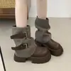 Botines de Diseño Retro First Encounter Season para Mujer Otoño/Invierno 2026 Botas Martin de Suela Gruesa que Aumentan la Altura para Mujeres Petites Botines Cortos