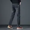 Ropa de hombre de moda / Colección de otoño 2026: cintura elástica, casual de negocios para hombre, mezclilla gruesa, pantalones largos de pierna recta