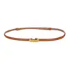 Cinturón Fino de Piel de Vaca para Mujer Accesorios Sencillos Decorativo Estilo Coreano Vestido Versátil Cinturón Pequeño de Cuero Estrecho Sin Agujeros