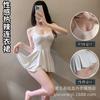 Vestido sexy de seda gelo sexy apertado tentação plissado casa confortável roupa íntima emocional camisola saia curta entrega