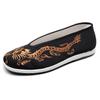 Zapatos de Tela Old Beijing Suela Blanda Bordados Chinos para Hombre Zapatos para Hombre Estilo Chino Vintage Dragón Amarillo Dragón Negro Boca Redonda Zapatos de Tela Viejos