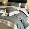 Juego de ropa de cama de lujo de alta gama de algodón de fibra larga de cuatro piezas, sábana y funda de edredón de algodón puro, juego de ropa de cama 100% algodón para dormitorios de estudiantes, juego de tres piezas
