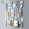 Juego de Utensilios de Cocina de Silicona 12 Piezas Espátula Ranurada Cucharón Utensilios Antiadherentes Espátula China Cuchara de Sopa Pinzas para Alimentos Cuchara de Cocina Juego de Espátulas