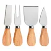 Fabricante Conjunto de Facas de Queijo de Aço Inoxidável com Cabo de Madeira Faca Garfo Pá Ferramenta para Queijo Pizza Bolo Espátula de Manteiga