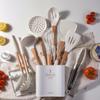 Cabo de madeira maciça utensílios de cozinha de silicone conjunto de 11 peças terno ferramentas de cozinha espátula concha de sopa conjunto de 11 peças