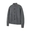 Yidao Vintage 2026 Otoño Nuevo Estilo Perezoso Retro Americano Cárdigan de Punto de Mezcla de Lana de Cuello Alto