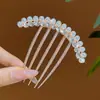 Herramienta Perezosa para Peinar el Cabello Hacedor de Moños Peine de Cuatro Dientes Pasador de Pelo Pinza para el Pelo de Inserción Inversa Pasador de Pelo en Forma de U Accesorio de Peinado para Mujeres