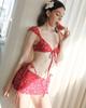 Traje de baño para mujer, de alta gama, bikini dulce y sexy de chica hot, conjunto de tres piezas de deseo puro, para pechos pequeños, traje de baño para vacaciones en la playa, aguas termales
