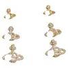 Pendientes Brillantes de Saturno con Forma de Estrella, Lujo Ligero y Sensación de Alta Gama, Tres Pares de Pendientes, Estilo Sencillo y Fresco, Pendientes Exquisitos y Elegantes