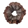 Scrunchie de Renda Bordada com Borda Vazada Maillard para Mulheres Estilo Coreano Coque de Cabelo Elástico para Cabelo Corda de Cabelo Faixa de Cabelo Elástico para Mulheres