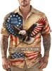 Camisa con Estampado de Fuegos Artificiales Bandera Americana Estilo Nuevo Transfronterizo Guitarra para Hombre Casual Estilo Hawaiano Manga Corta Cuello Solapa