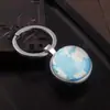 Chaveiro pingente padrão globo terrestre pedra preciosa do tempo pingente criativo bola de cristal de vidro acessório de chaveiro