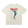 Camiseta de manga corta de alta calidad de marca de moda americana RHUDE YYZP con estampado, estilo suelto oversize para pareja, moda urbana