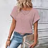 2024 Amazon Europea y Americana Primavera y Verano Nueva Estación Independiente Camiseta de Manga Corta con Empalme de Encaje Lista para Enviar Ropa Femenina Transfronteriza