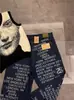 Calça de Perna Larga com Estampa de Letras por Toda a Peça Marca Americana Tendência Foice Jeans Reta Lavado Desgastado Hip Hop