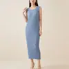 Vestido plisado Miyake, vestido largo para mujer, vestido tipo tank sin mangas, exportación de comercio exterior transfronterizo, fábrica de ropa de diseño de alta calidad para mujer