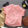 Camisetas de Manga Corta para Niños y Niñas, Estilo Verano, Tejido de Lino-Algodón, Camisetas Base Finas para Bebés y Niños, Elegantes y Casuales