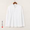 Outono e inverno de 2023 Novo estilo chinês masculino Jacquard retrô camiseta masculina jovem solta manga longa terno de chá terno Zen