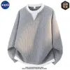 Sudadera de punto de alta calidad de dos piezas con cuello en V y manga larga de la marca NASA para hombre, un top casual y moderno para otoño