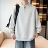 Sudadera casual de estilo americano con media cremallera y cuello alto para hombre, chaqueta deportiva juvenil de otoño resistente de corte holgado