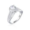 Novo Conjunto de Anéis Prata de Lei 925 Anel Zircônia Gota d'Água 1,5Ct Feminino High-End Exportação Venda Quente Europeu e Americano Personalizado Anel Feminino