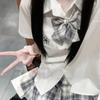 Camisa Uniforme Estilo Japonés Jk de Corte Suave Corbata de Lazo Estilo Universitario Femenino Perezoso Sin Corbata Cuello de Uniforme Escolar Estudiante Masculino Flor