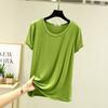 Camiseta Feminina de Modal com Gola Redonda Verão Fina Manga Curta Solta plus size Emagrecedora Camisa Básica Casual Coreana Peça Versátil