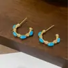 Brincos em Formato de C com Zircônias Estilo Retrô Francês, Elegantes e Simples, Brincos de Design Único, Moda de Nicho e Brincos Versáteis
