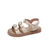 Sandalias para Niñas Zapatos de Princesa 2025 Verano Nuevo Estilo Suela Suave Pedrería Estilo Princesa Zapatos de Playa para Niños con Sandalias de Falda