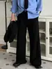 Pantalones Minimalistas Juveniles y Energéticos Asclo&Qiao con Pliegues Fluidos y Piernas Rectas Hasta el Suelo, Pantalones Casuales de Pierna Ancha para Primavera