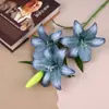 Flor artificial de lirio pequeño de 3 ramas, impresa en 3D, 3 flores y 1 capullo, lirio para decoración de bodas, arreglo floral para salón de bodas, decoración del hogar