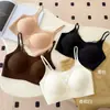 Sujetador de belleza para mujer con espalda descubierta, de tejido cepillado sin costuras para otoño e invierno, estilo fino, para busto pequeño, push-up, soporte suave, anti-caída, sujetador cálido