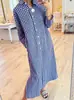Moda Transfronteriza Europea y Americana para Mujer Vestido Camisa Largo a Cuadros Holgado Adelgazante con Abertura Lateral Vestido Casual